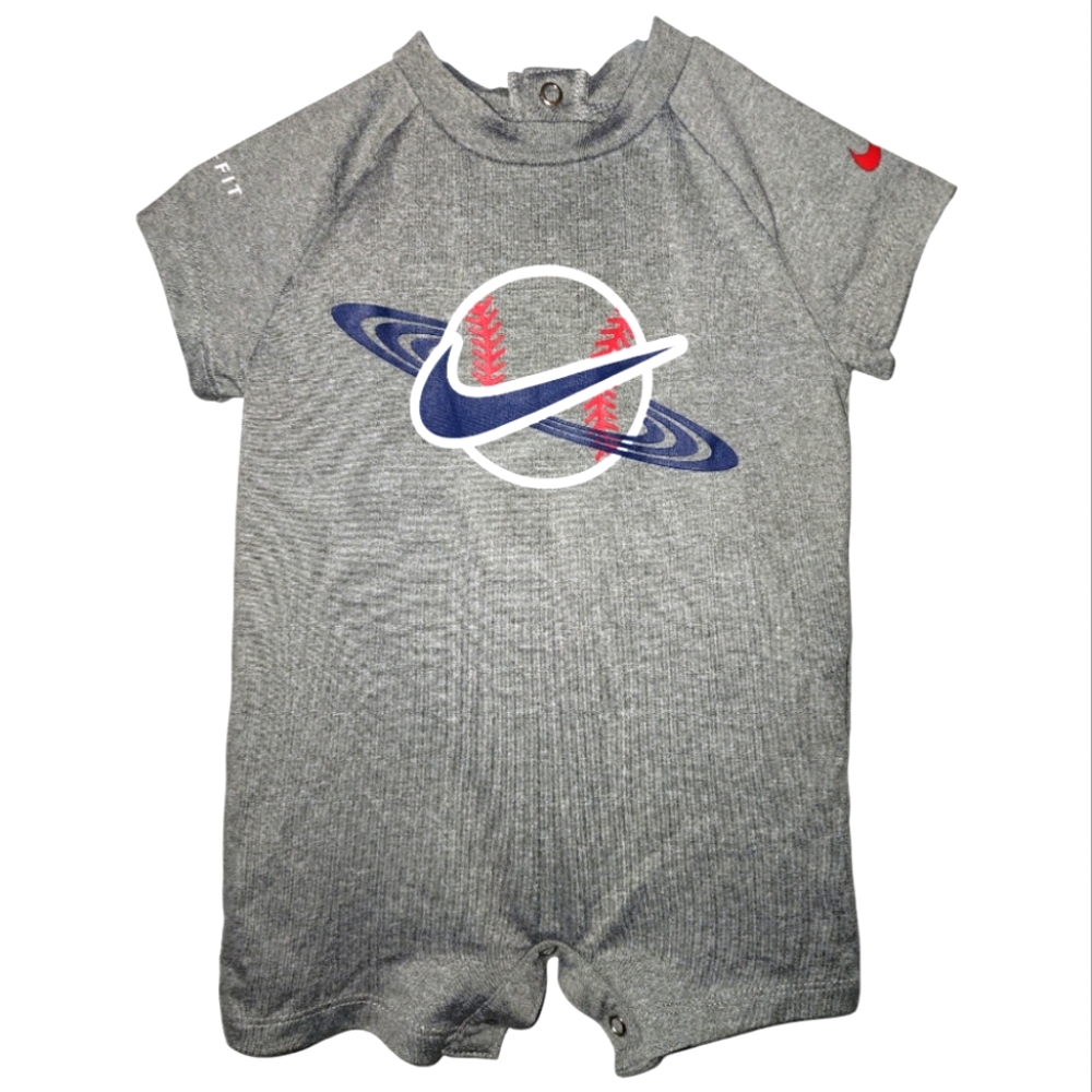 Nike Gray Baby Romper with Red and Blue Logo